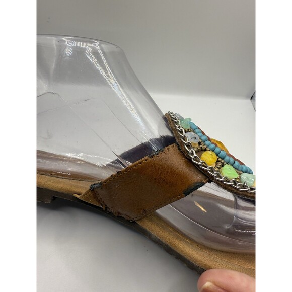 Madeline Stuart 8.5M Rhinestone Beaded Stone Embellishment Brown Sandals - Picture 4 of 11